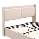 Queen Size Storage Upholstered Hydraulic Platform Bed with 2 Drawers, Beige - Supfirm