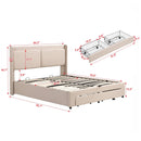 Queen Size Storage Upholstered Hydraulic Platform Bed with 2 Drawers, Beige - Supfirm