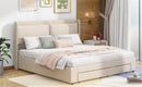 Queen Size Storage Upholstered Hydraulic Platform Bed with 2 Drawers, Beige - Supfirm