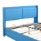 Queen Size Storage Upholstered Hydraulic Platform Bed with 2 Drawers, Blue - Supfirm