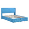 Queen Size Storage Upholstered Hydraulic Platform Bed with 2 Drawers, Blue - Supfirm