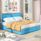 Queen Size Storage Upholstered Hydraulic Platform Bed with 2 Drawers, Blue - Supfirm