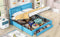 Queen Size Storage Upholstered Hydraulic Platform Bed with 2 Drawers, Blue - Supfirm