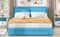 Queen Size Storage Upholstered Hydraulic Platform Bed with 2 Drawers, Blue - Supfirm