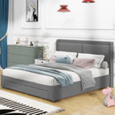 Queen Size Storage Upholstered Hydraulic Platform Bed with 2 Drawers, Gray - Supfirm