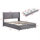 Queen Size Storage Upholstered Hydraulic Platform Bed with 2 Drawers, Gray - Supfirm