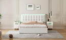 Queen Size Tufted Upholstered Platform Bed with Hydraulic Storage System,PU Storage Bed with LED Lights,White - Supfirm