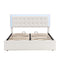 Queen Size Tufted Upholstered Platform Bed with Hydraulic Storage System,PU Storage Bed with LED Lights,White - Supfirm