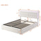 Queen Size Tufted Upholstered Platform Bed with Hydraulic Storage System,PU Storage Bed with LED Lights,White - Supfirm