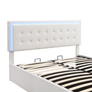 Queen Size Tufted Upholstered Platform Bed with Hydraulic Storage System,PU Storage Bed with LED Lights,White - Supfirm