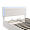 Queen Size Tufted Upholstered Platform Bed with Hydraulic Storage System,PU Storage Bed with LED Lights,White - Supfirm