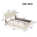 Queen Size Upholstered Bed with Hydraulic Storage System and LED Light, Beige - Supfirm