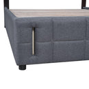 Queen Size Upholstered Bed with Hydraulic Storage System and LED Light, Gray - Supfirm