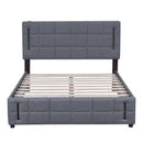 Queen Size Upholstered Bed with Hydraulic Storage System and LED Light, Gray - Supfirm