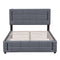 Queen Size Upholstered Bed with Hydraulic Storage System and LED Light, Gray - Supfirm