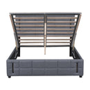 Queen Size Upholstered Bed with Hydraulic Storage System and LED Light, Gray - Supfirm