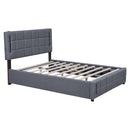 Queen Size Upholstered Bed with Hydraulic Storage System and LED Light, Gray - Supfirm