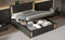 Queen Size Upholstered Bed with LED Lights,Hydraulic Storage System and USB Charging Station,Black - Supfirm