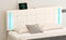 Queen Size Upholstered Bed with LED Lights,Hydraulic Storage System and USB Charging Station,White - Supfirm