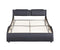 Queen Size Upholstered Faux Leather Platform Bed with LED Light Bed Frame with Slatted - Black - Supfirm