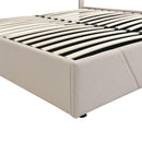 Queen size Upholstered Platform bed with a Hydraulic Storage System - Beige - Supfirm