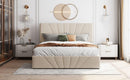 Queen size Upholstered Platform bed with a Hydraulic Storage System - Beige - Supfirm