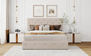 Queen size Upholstered Platform bed with a Hydraulic Storage System - Beige - Supfirm