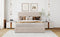 Queen size Upholstered Platform bed with a Hydraulic Storage System - Beige - Supfirm