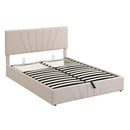 Queen size Upholstered Platform bed with a Hydraulic Storage System - Beige - Supfirm