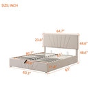 Queen size Upholstered Platform bed with a Hydraulic Storage System - Beige - Supfirm