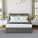 Queen size Upholstered Platform bed with a Hydraulic Storage System - Gray - Supfirm