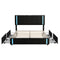 Queen Size Upholstered Platform Bed with LED Lights and USB Charging, Storage Bed with 4 Drawers, Black(Old SKU:WF302558AAB) - Supfirm