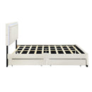 Queen Size Upholstered Platform Bed with Rivet-decorated Headboard, LED bed frame and 4 Drawers, Beige - Supfirm