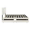 Queen Size Upholstered Platform Bed with Rivet-decorated Headboard, LED bed frame and 4 Drawers, Beige - Supfirm