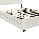 Queen Size Upholstered Platform Bed with Rivet-decorated Headboard, LED bed frame and 4 Drawers, Beige - Supfirm