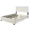 Queen Size Upholstered Platform Bed with Rivet-decorated Headboard, LED bed frame and 4 Drawers, Beige - Supfirm