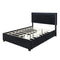 Queen Size Upholstered Platform Bed with Rivet-decorated Headboard, LED bed frame and 4 Drawers, Black - Supfirm