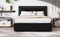 Queen Size Upholstered Platform Bed with Rivet-decorated Headboard, LED bed frame and 4 Drawers, Black - Supfirm