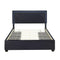 Queen Size Upholstered Platform Bed with Rivet-decorated Headboard, LED bed frame and 4 Drawers, Black - Supfirm