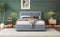 Queen Size Upholstered Platform Bed with Rivet-decorated Headboard, LED bed frame and 4 Drawers, Gray - Supfirm