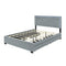 Queen Size Upholstered Platform Bed with Rivet-decorated Headboard, LED bed frame and 4 Drawers, Gray - Supfirm