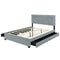 Queen Size Upholstered Platform Bed with Rivet-decorated Headboard, LED bed frame and 4 Drawers, Gray - Supfirm