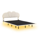 Queen Size Upholstery LED Floating Bed with PU Leather Headboard and Support Legs,Beige - Supfirm