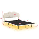 Queen Size Upholstery LED Floating Bed with PU Leather Headboard and Support Legs,Beige - Supfirm