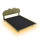 Queen Size Upholstery LED Floating Bed with PU Leather Headboard and Support Legs,Green - Supfirm