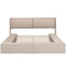 Queen Size Upholstery Storage Platform Bed with Storage Space on both Sides and Footboard, Beige - Supfirm