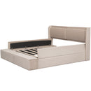 Queen Size Upholstery Storage Platform Bed with Storage Space on both Sides and Footboard, Beige - Supfirm