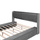 Queen Size Upholstery Storage Platform Bed with Storage Space on both Sides and Footboard, Gray - Supfirm