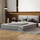 Queen Size Upholstery Storage Platform Bed with Storage Space on both Sides and Footboard, Gray - Supfirm