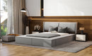 Queen Size Upholstery Storage Platform Bed with Storage Space on both Sides and Footboard, Gray - Supfirm